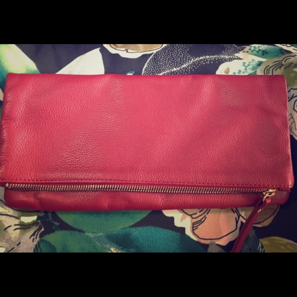Banana Republic Soft Leather Clutch Red